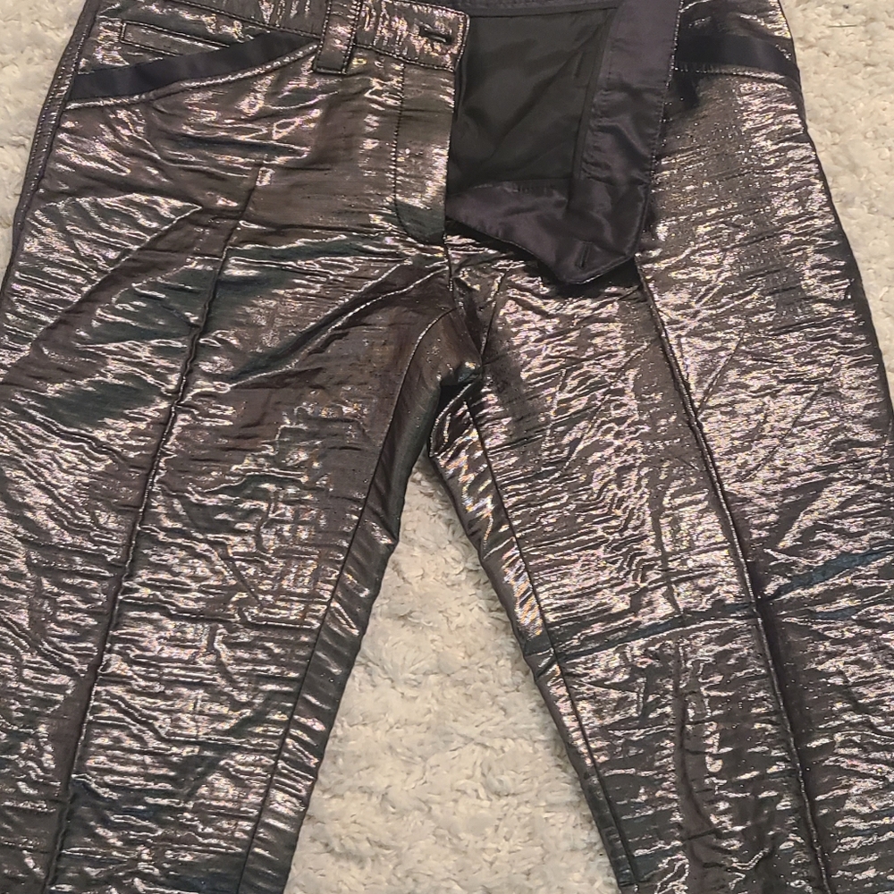 DOLCE&GABBANA Metallic Shimmer Crinkle Slim Fit Pants